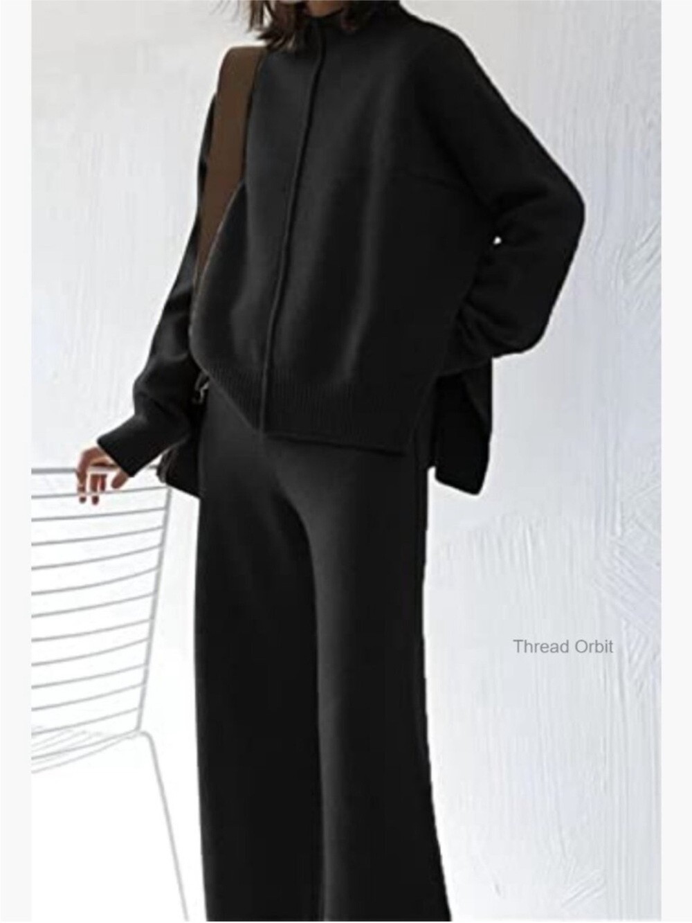 Wide-Leg Knit Pants in Black - Elevated Everyday Style